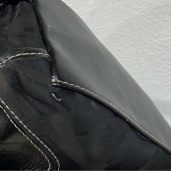 Nine & Co. Leather Canvas Baguette Bag Shoulder Strap Women's Mini Purse Tote - Picture 6 of 16